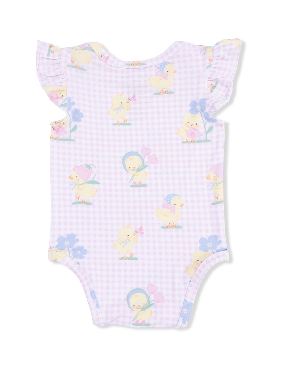 Ruffle Sleeve Bodysuit, Vintage Spring Ducklings Pink - Image 2