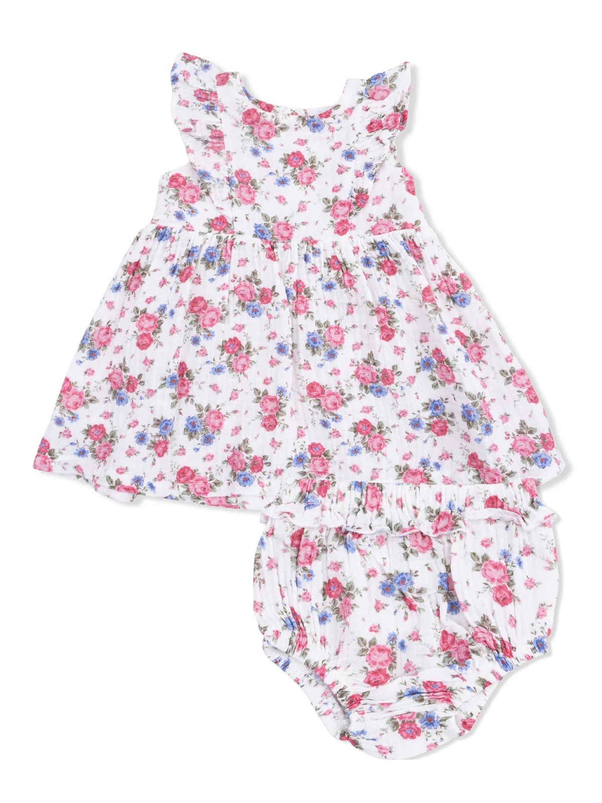 Ruffle Sleeve Dress and Bloomer, Cabbage Roses