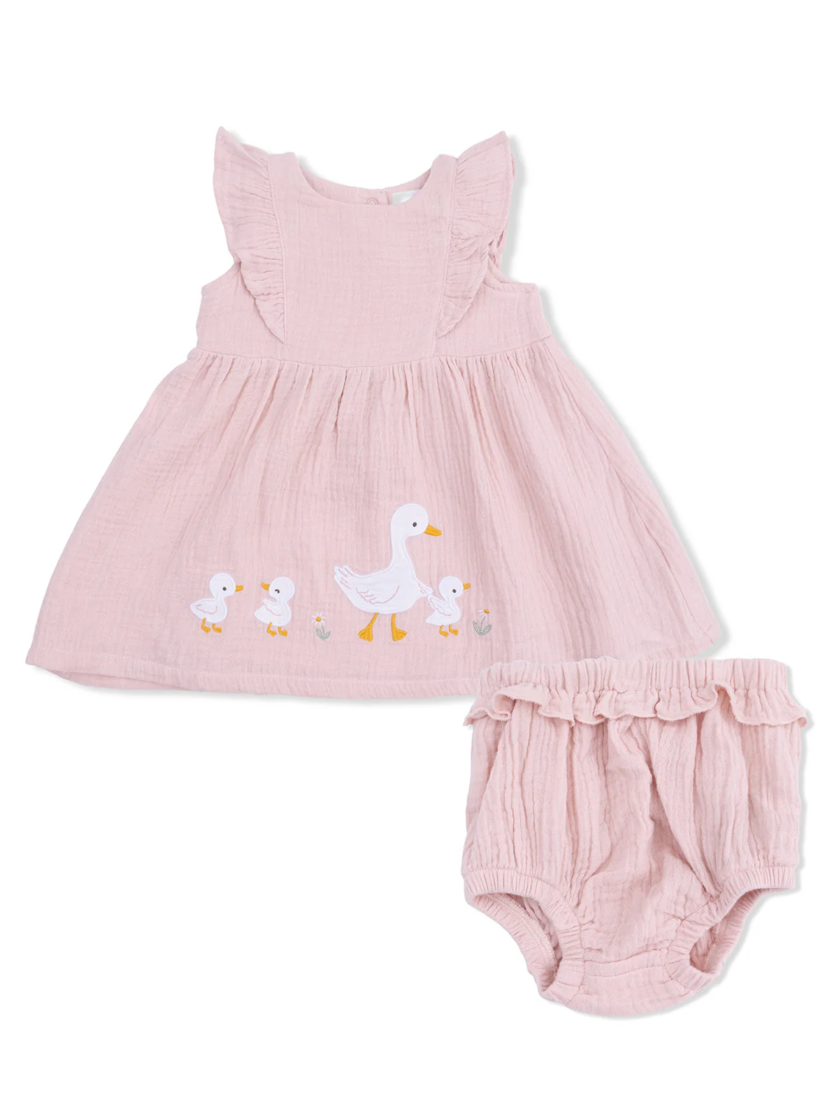 Ruffle Sleeve Dress and Bloomer, Lotus Flower Ducklings