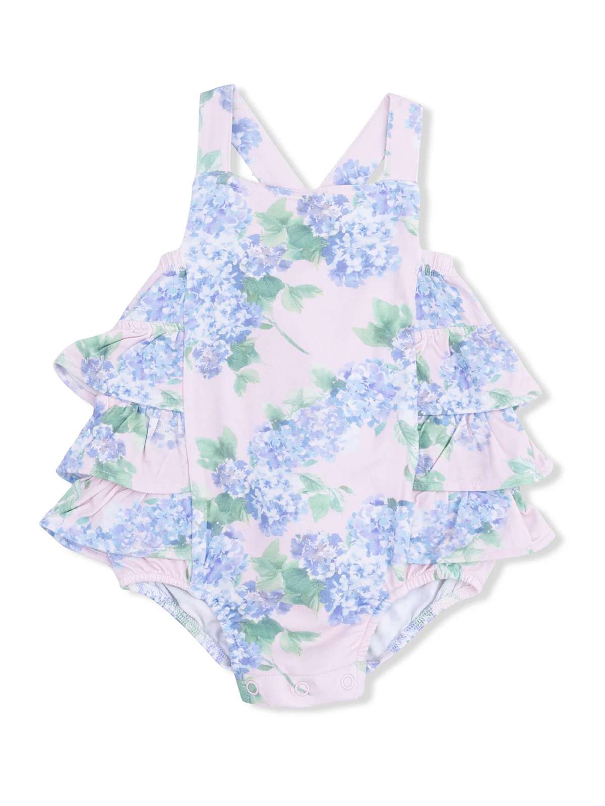 Ruffle Sunsuit, Hydrangeas