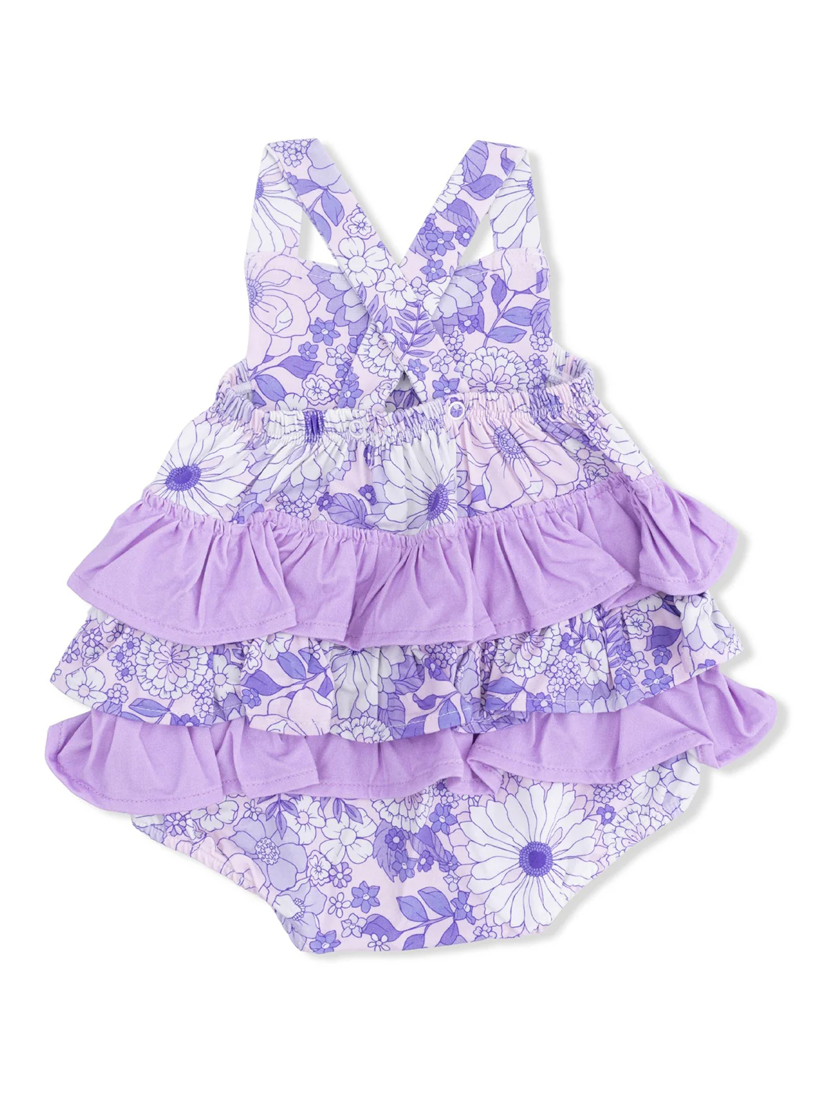 Ruffle Sunsuit, Lacy Lavender Floral - Image 2