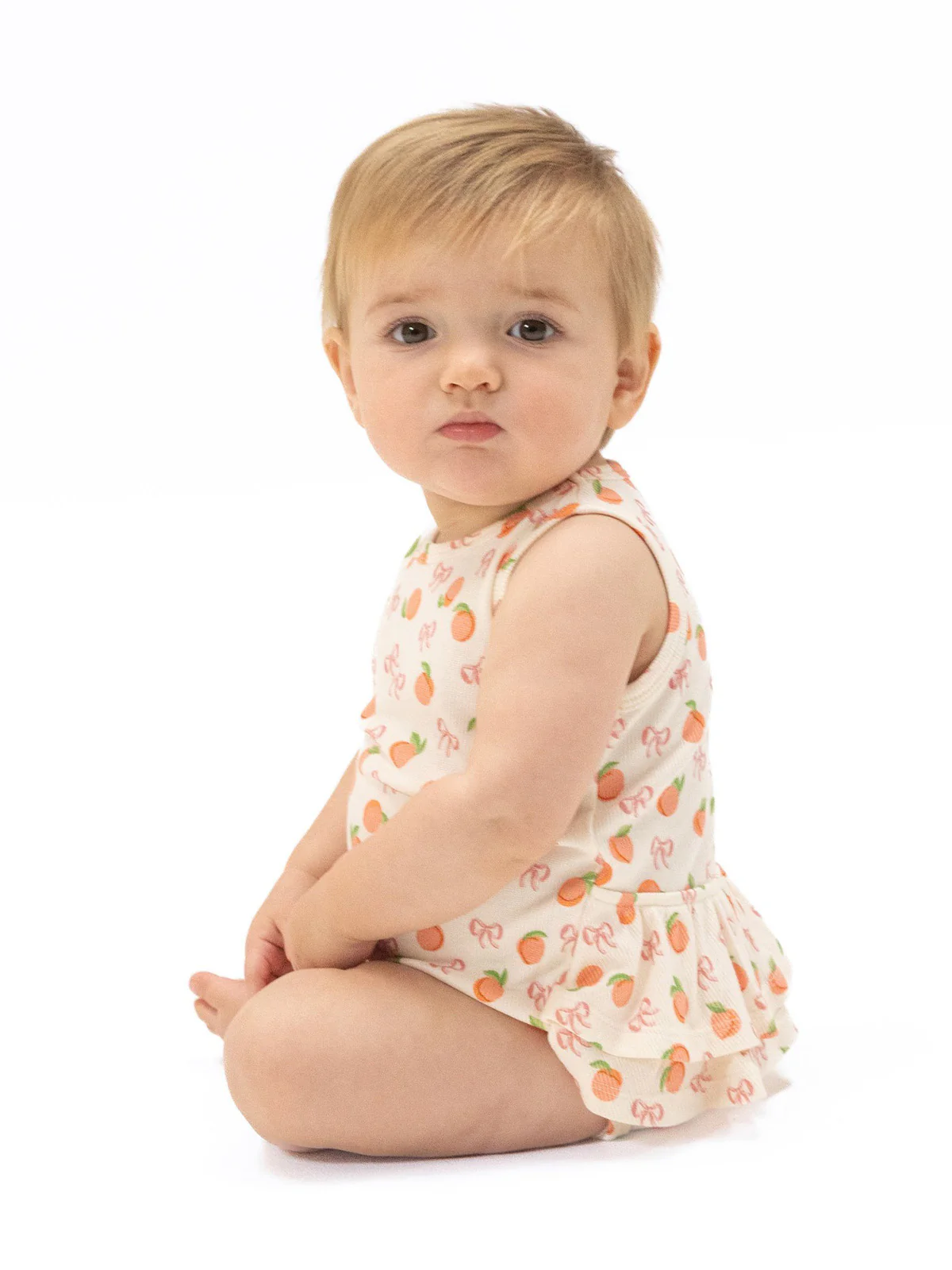 Ruffle Tank Bodysuit, Little Peaches - Image 2