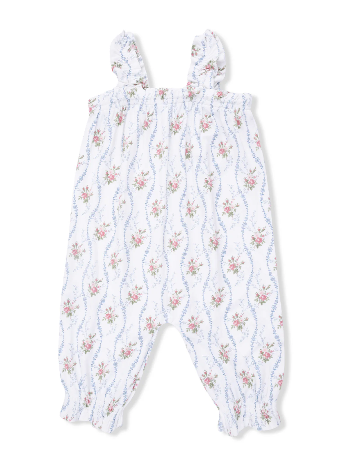 Ruffly Strap Overall, Heirloom Rose Stripe