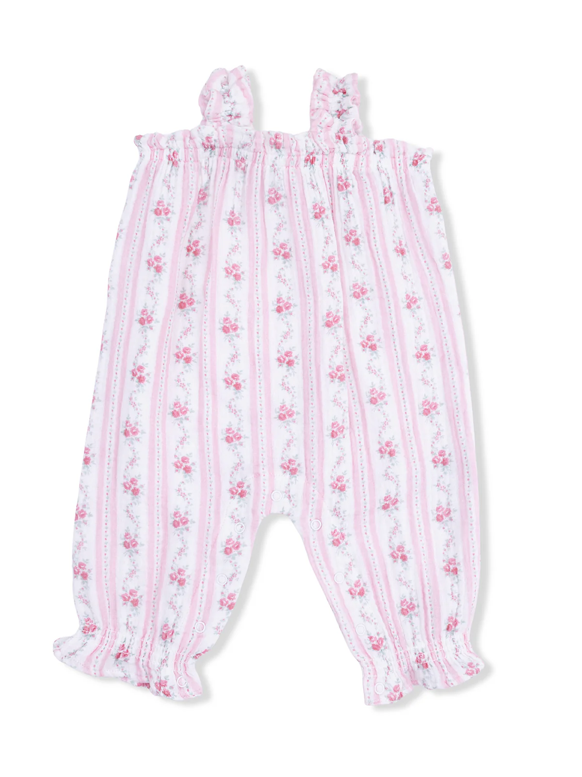 Ruffly Strap Overall, Winding Roses Stripe - Image 2