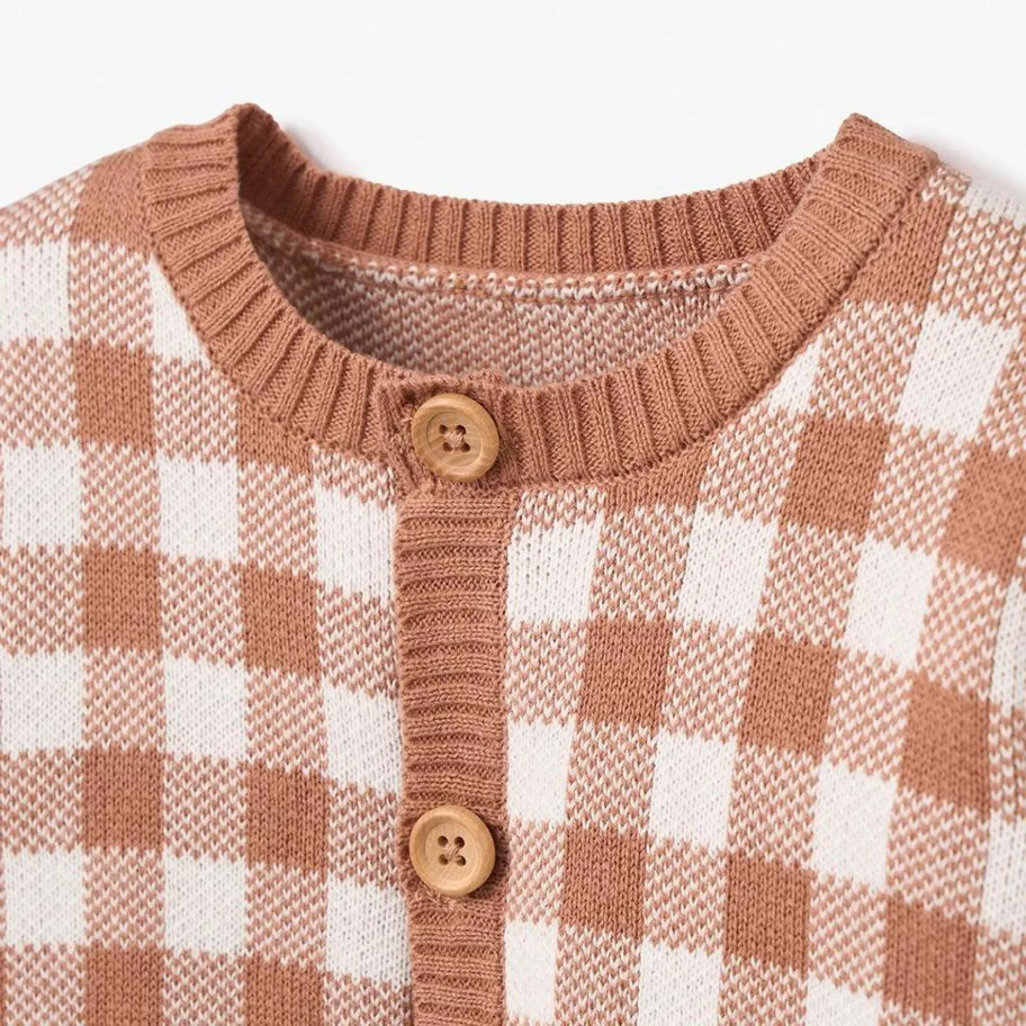Rust Gingham Cardigan - Image 3