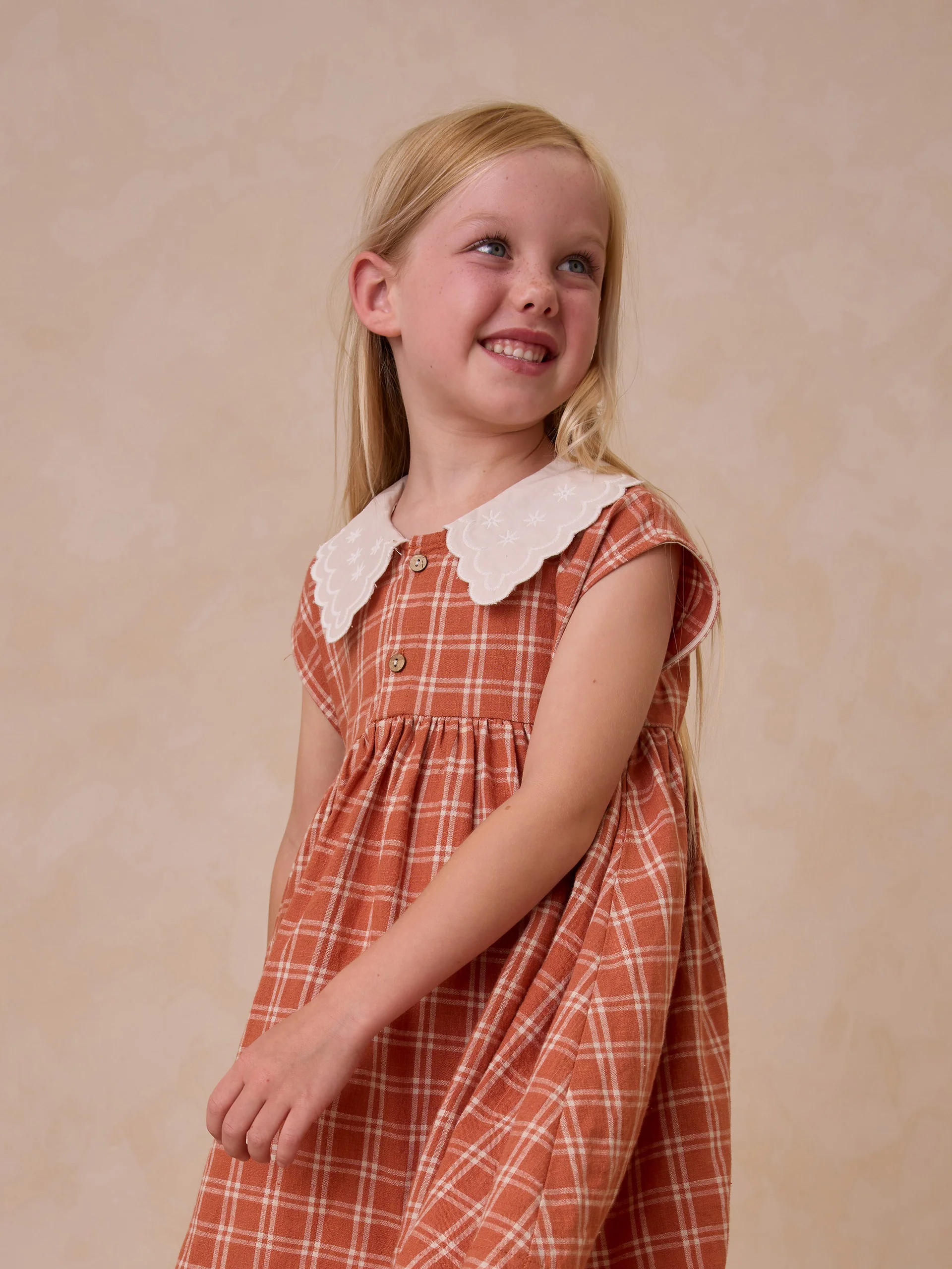 Rylee & Cru Collared Babydoll Dress, Poppy Check
