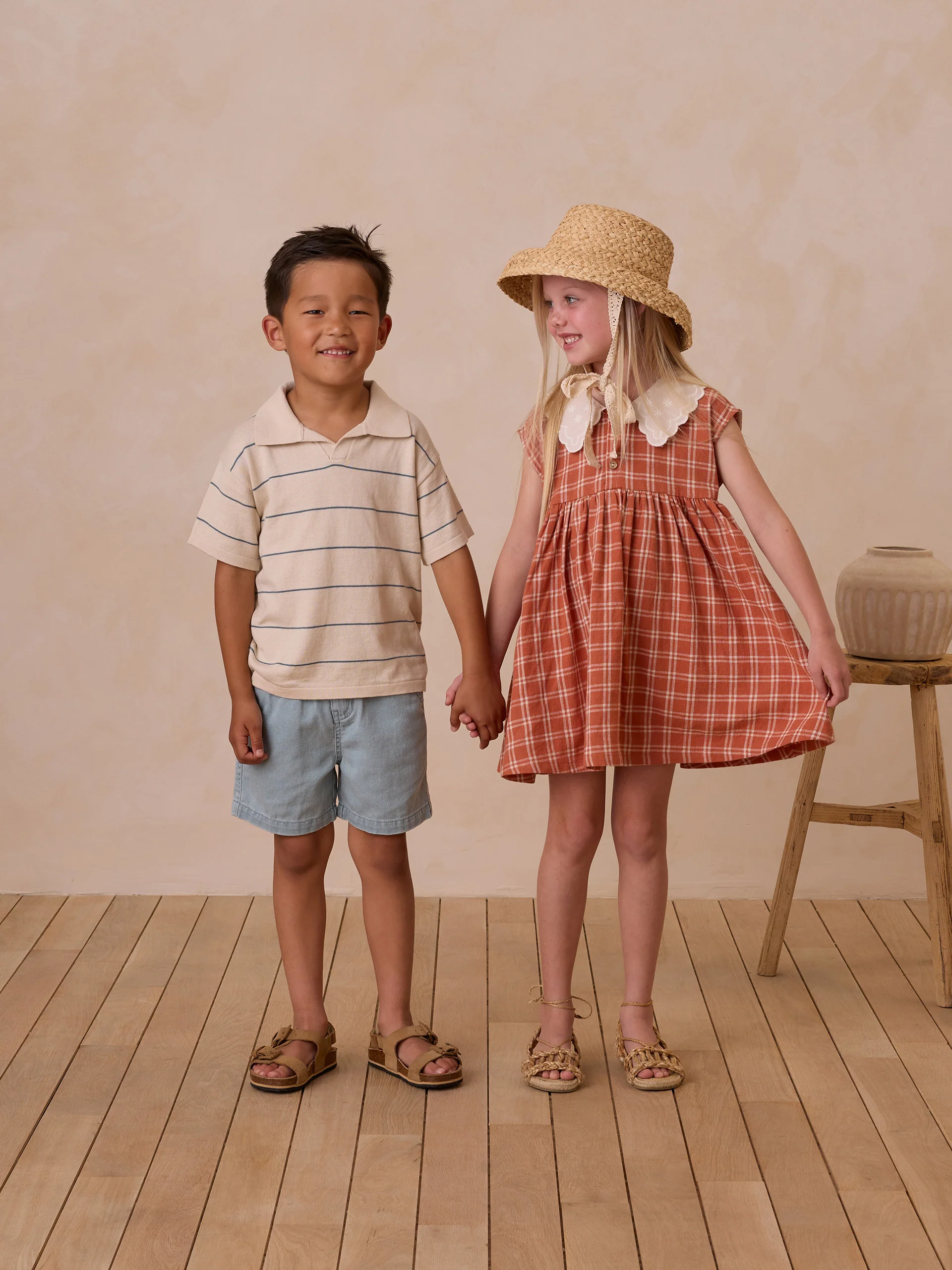 Rylee & Cru Collared Babydoll Dress, Poppy Check - Image 4