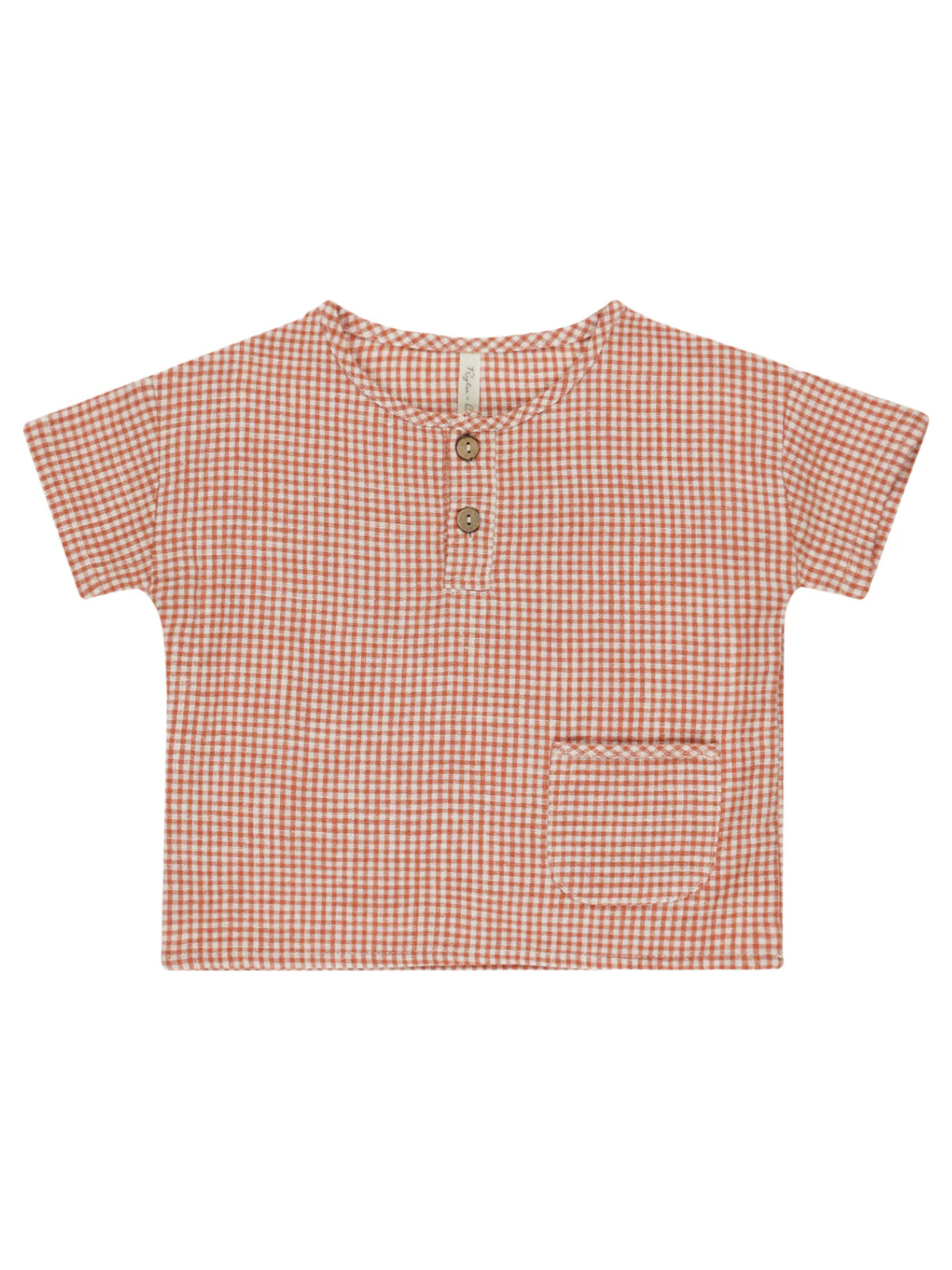 Rylee & Cru Woven Henley Tee, Poppy Gingham - Image 2