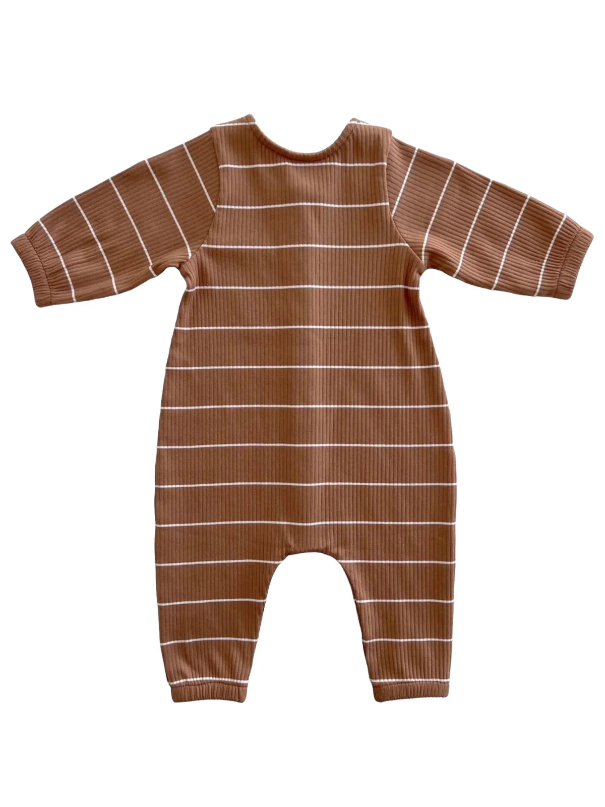 Saddle Stripe / Organic Ribbed Long Sleeve Bay Jumpsuit - Image 3