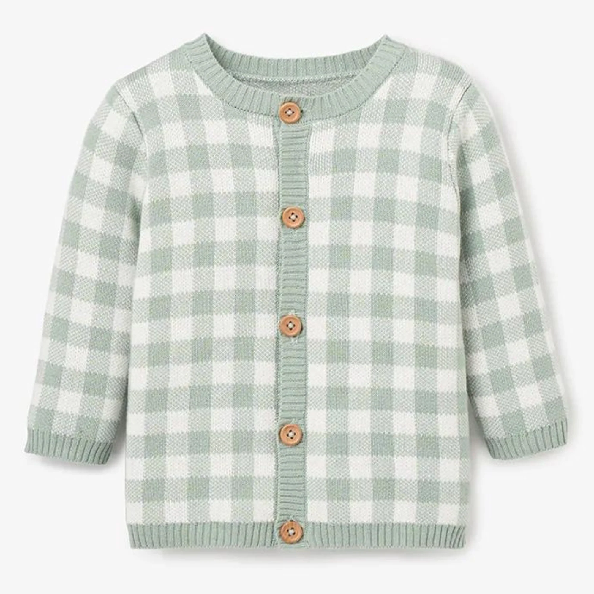 Sage Gingham Cardigan
