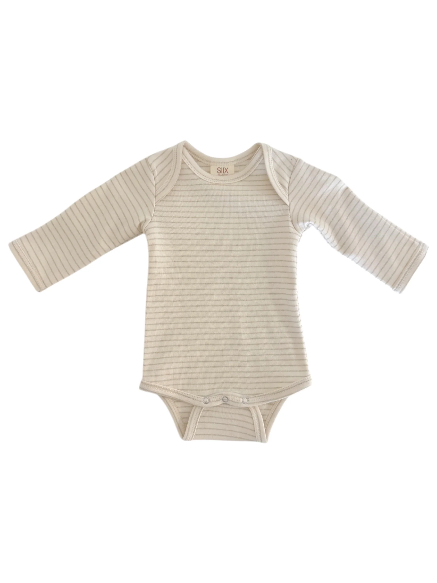 Sage Pencil Stripe / Organic Long Sleeve Bodysuit - Image 2