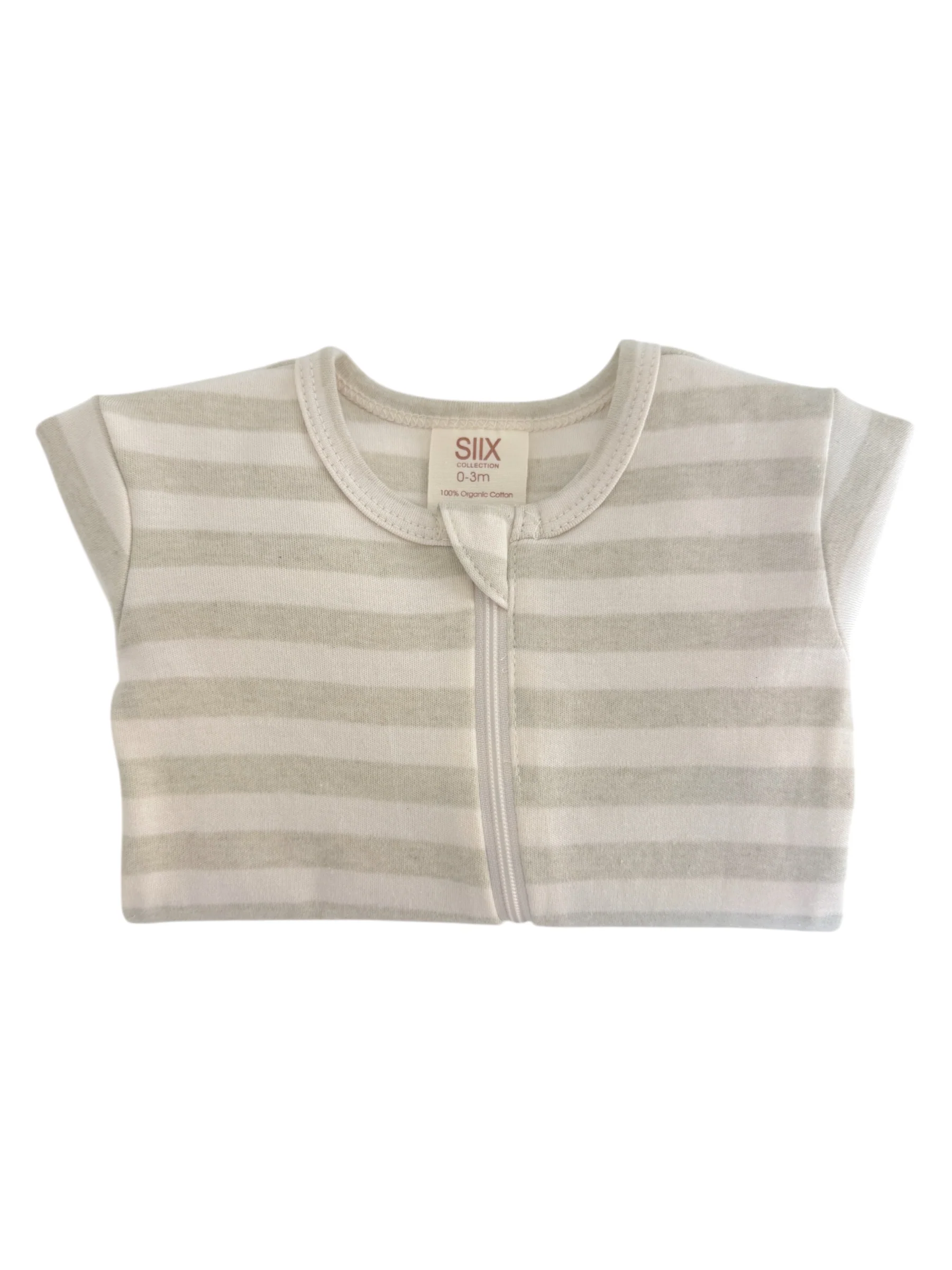 Sage Stripe / Organic 2-Way Zip Footie - Image 4
