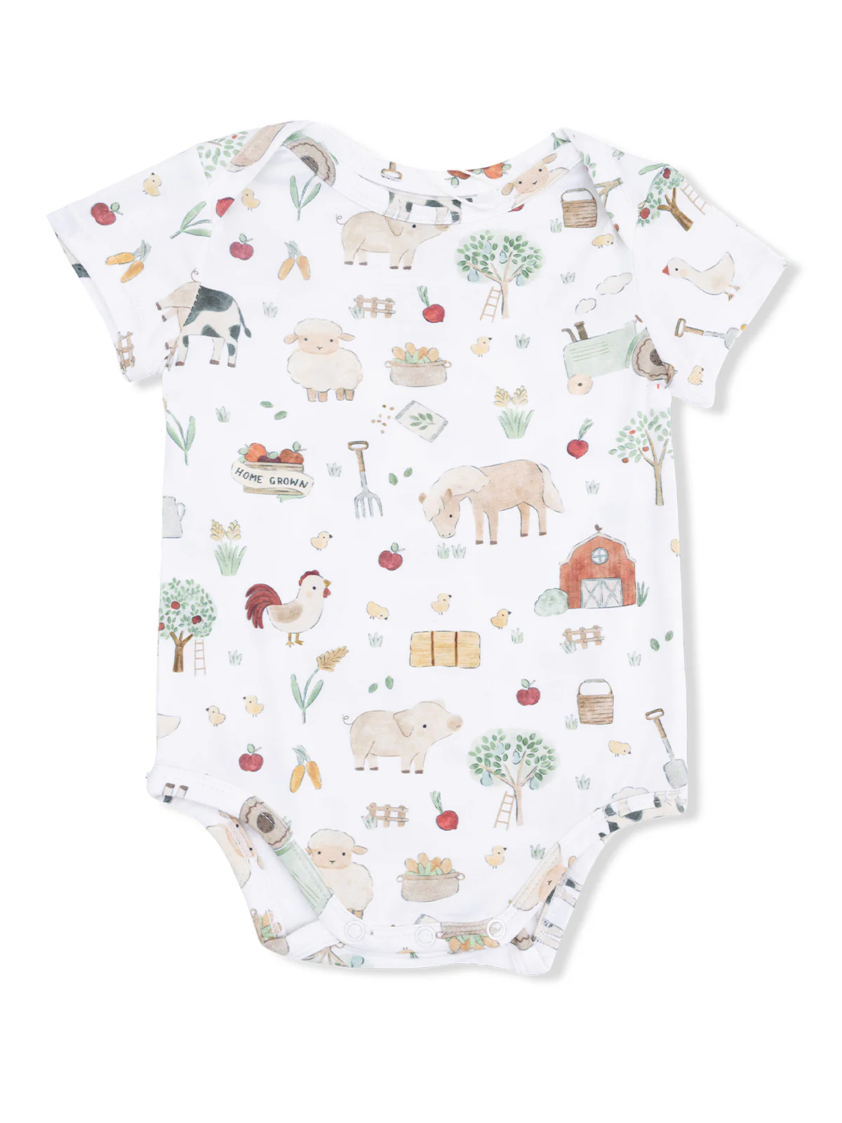 Short Sleeve Bodysuit, Cute Farm Animals Uni