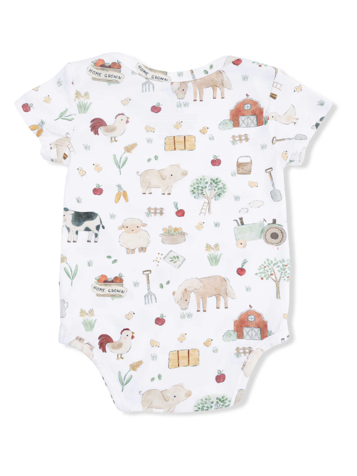Short Sleeve Bodysuit, Cute Farm Animals Uni - Image 2