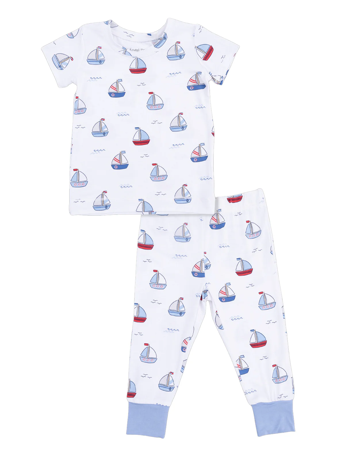 Short Sleeve Loungewear Set, Bubbly Sailboats Blue