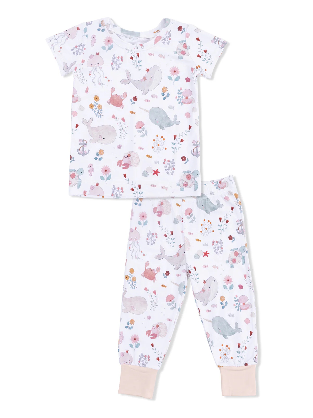 Short Sleeve Loungewear Set, Garden Sea Creatures