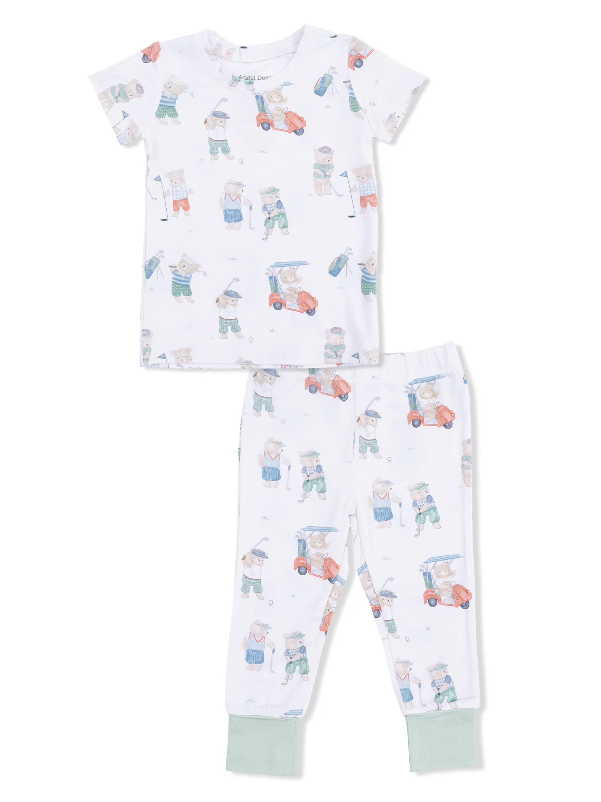 Short Sleeve Loungewear Set, Golfing Teddy Bears