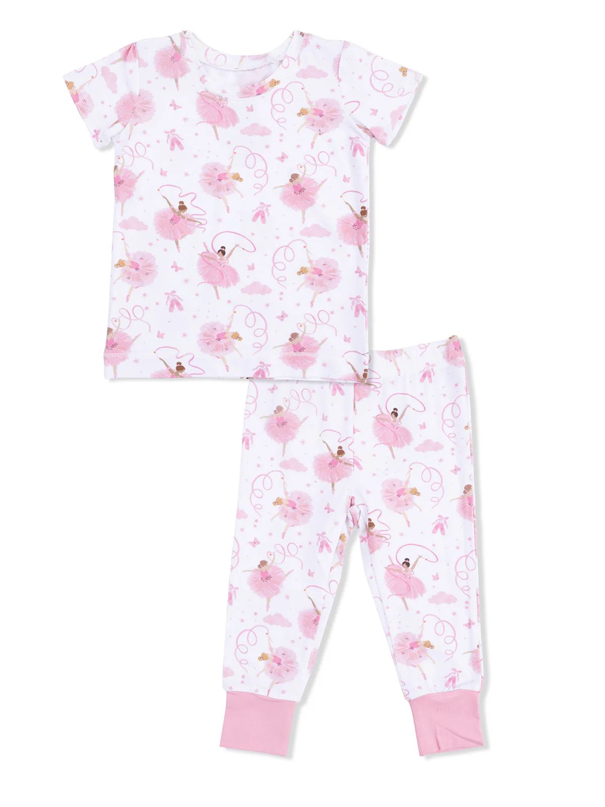 Short Sleeve Loungewear Set, Ribbon Ballerinas
