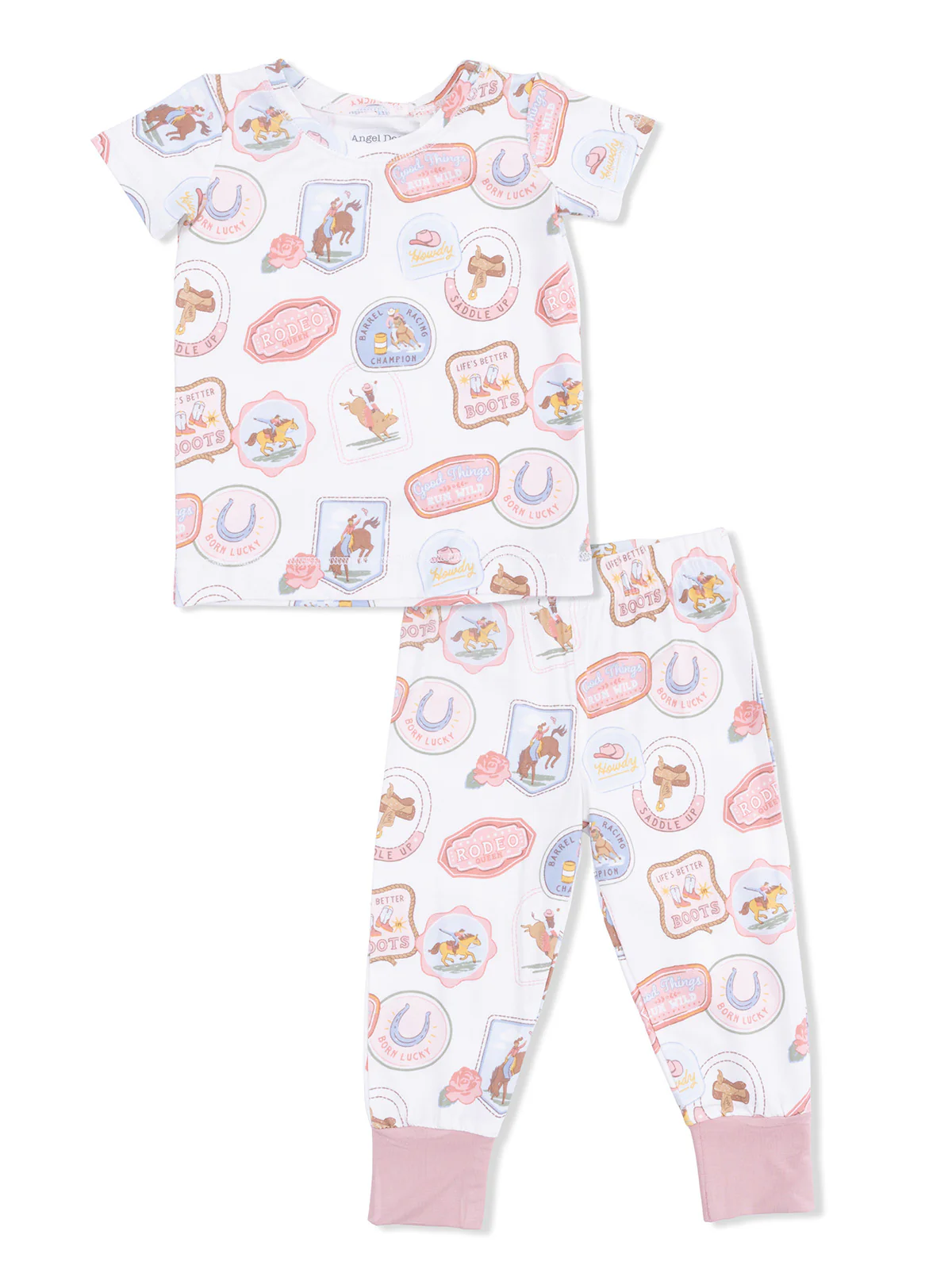 Short Sleeve Loungewear Set, Rodeo Patches Pink