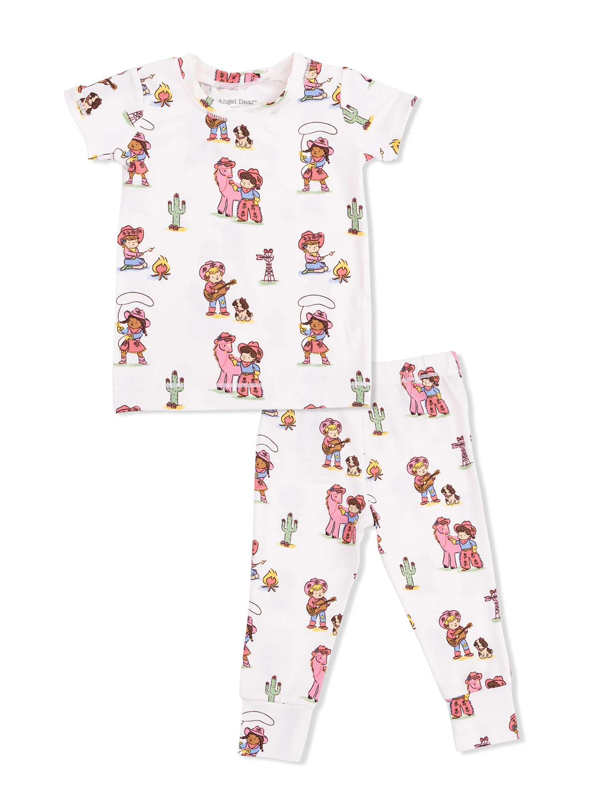 Short Sleeve Loungewear Set, Vintage Cowgirls