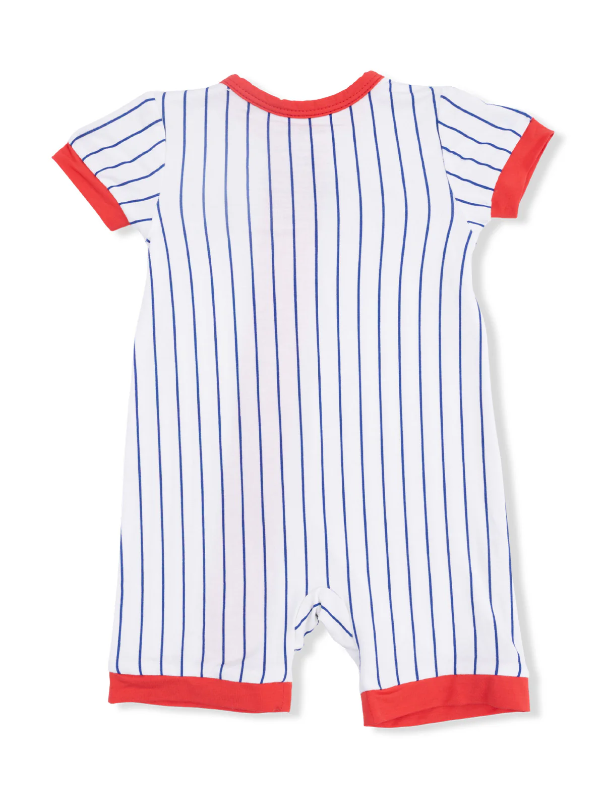 Shortie 2-Way Zip Romper, Baseball Stripe - Image 2
