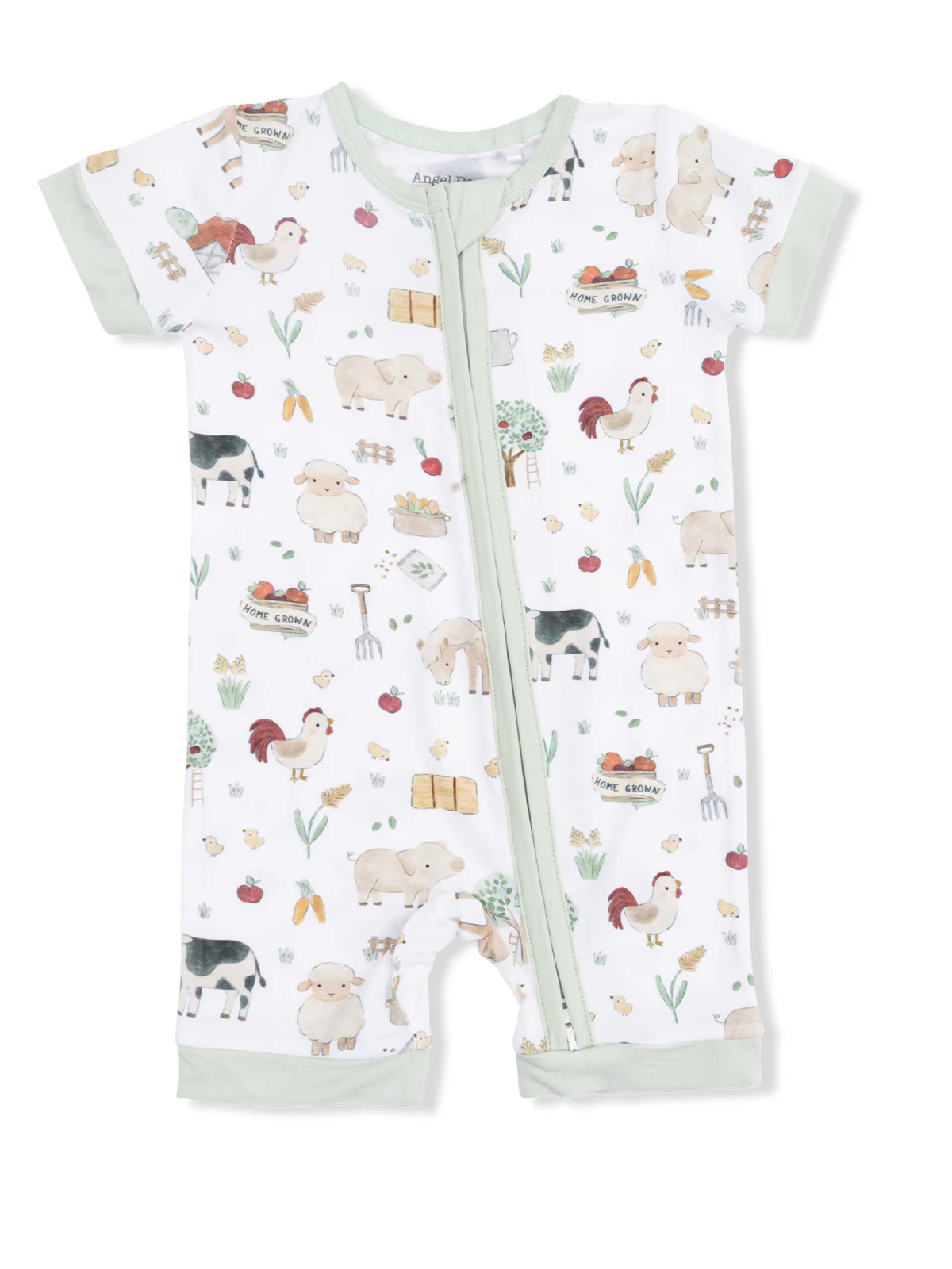 Shortie 2-Way Zip Romper, Cute Farm Animals Uni