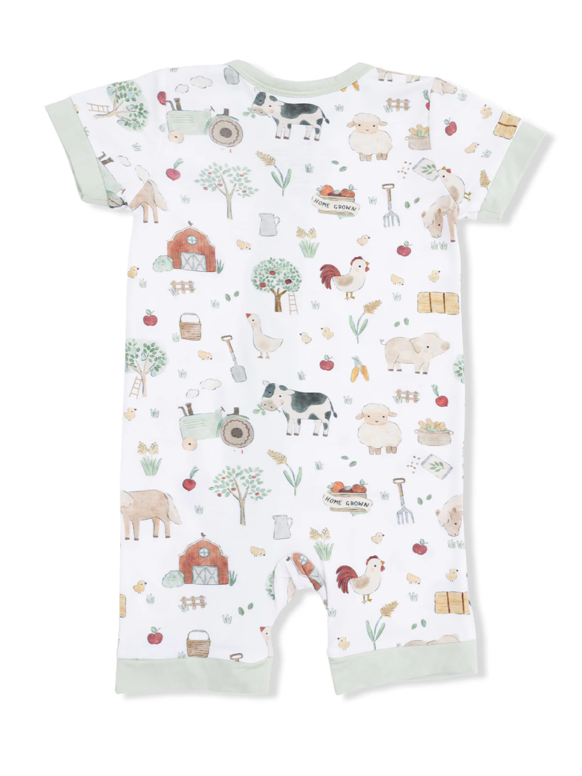 Shortie 2-Way Zip Romper, Cute Farm Animals Uni - Image 2