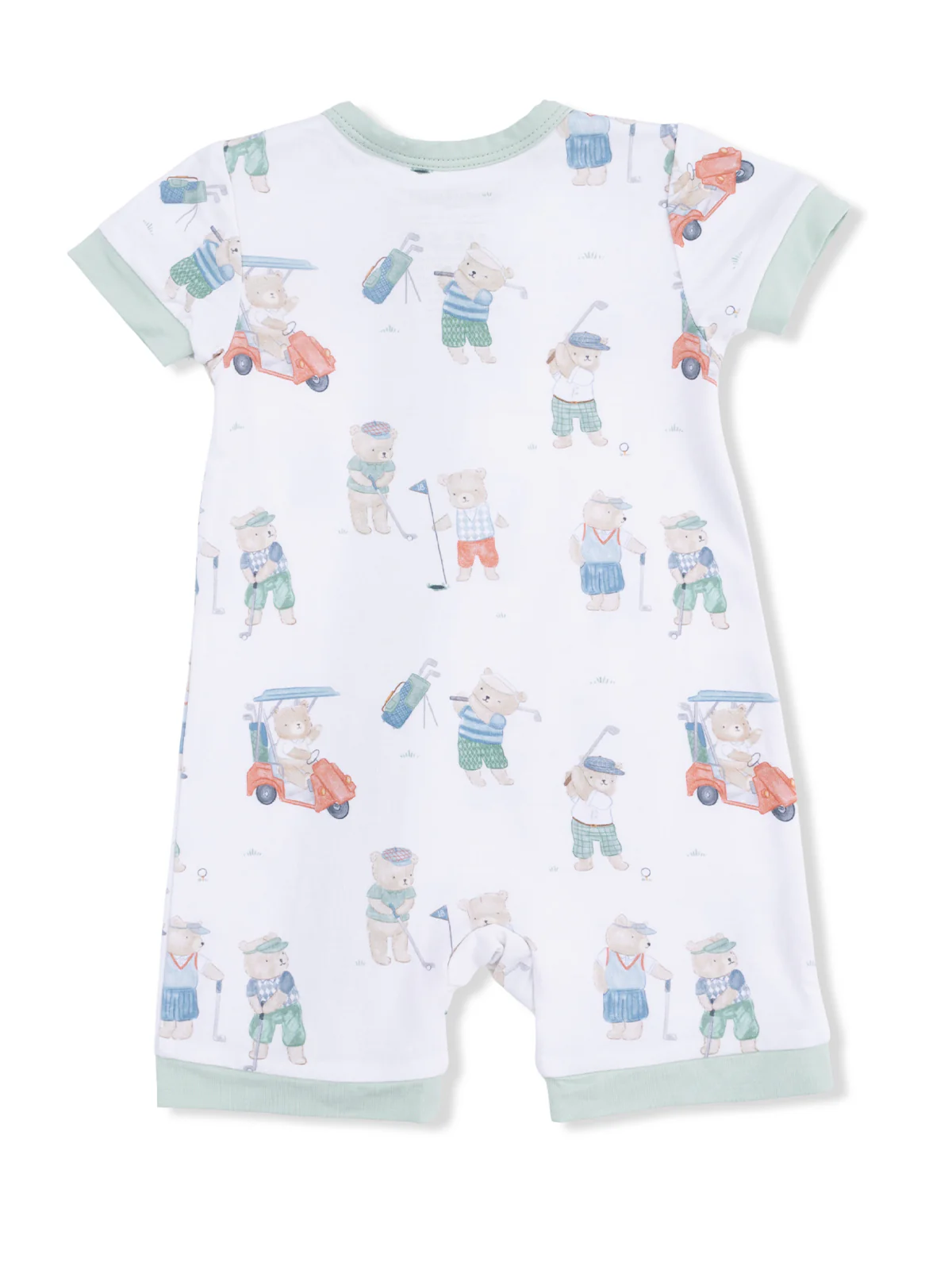 Shortie 2-Way Zip Romper, Golfing Teddy Bears - Image 3