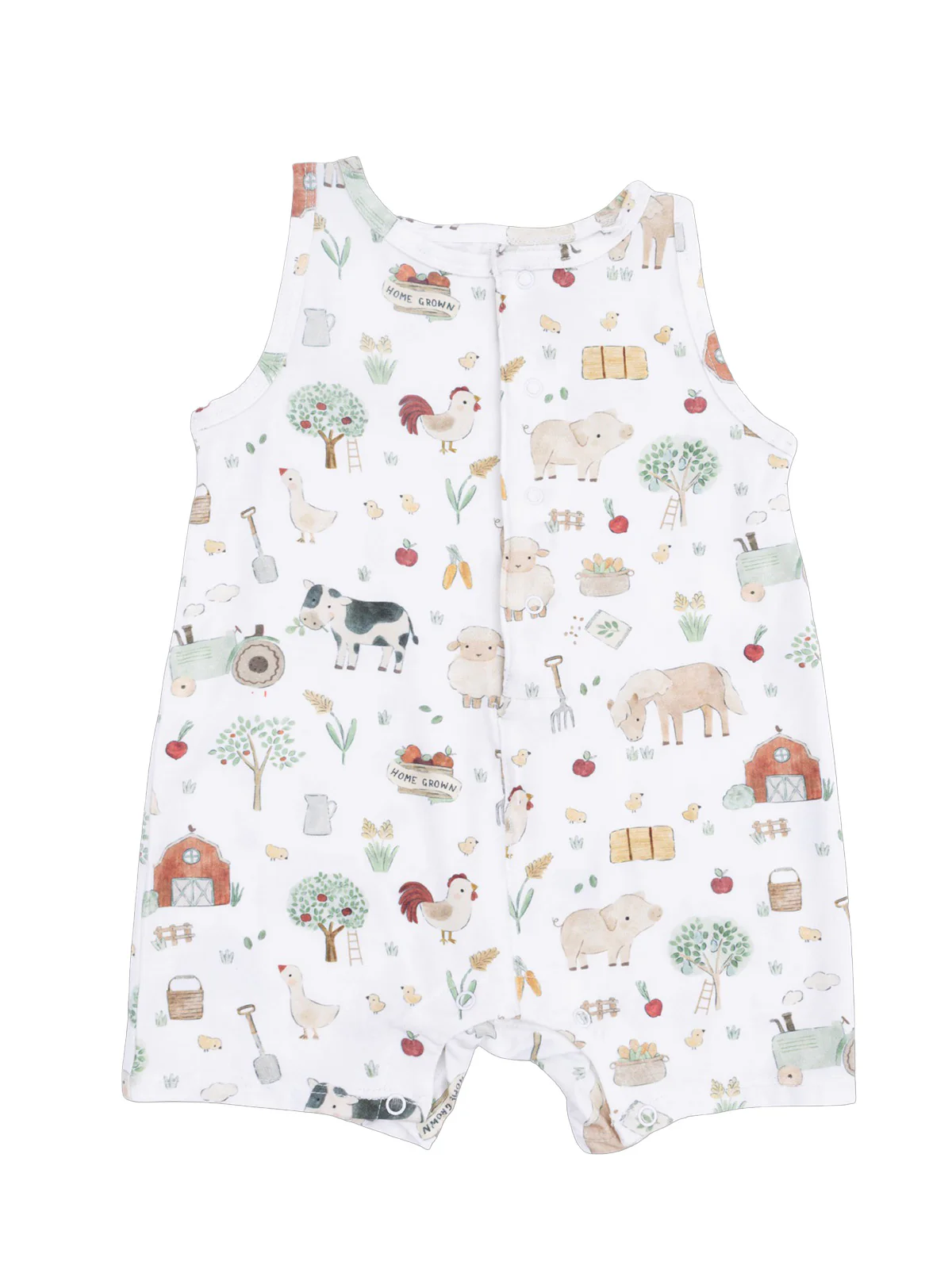 Sleeveless Shortie Romper, Cute Farm Animals Uni