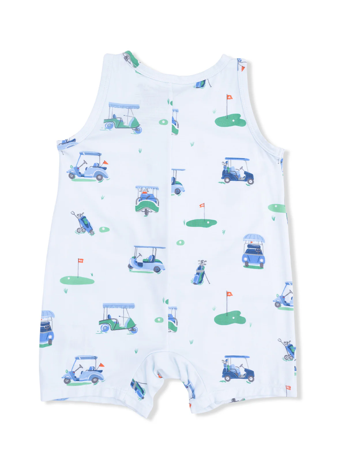 Sleeveless Shortie Romper, Vintage Golf Carts Blue - Image 2