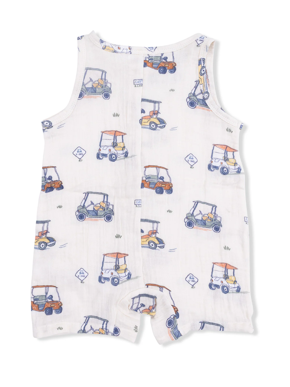 Sleeveless Shortie Romper, Zooming Golf Carts - Image 2
