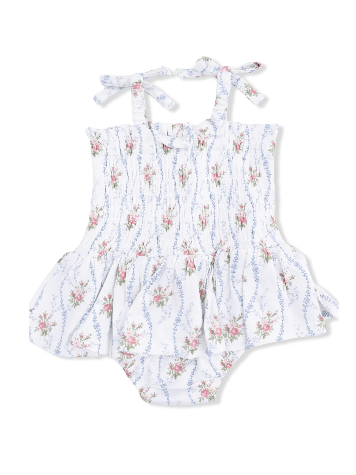 Smocked Bubble w/ Skirt, Heirloom Rose Stripe - Image 2