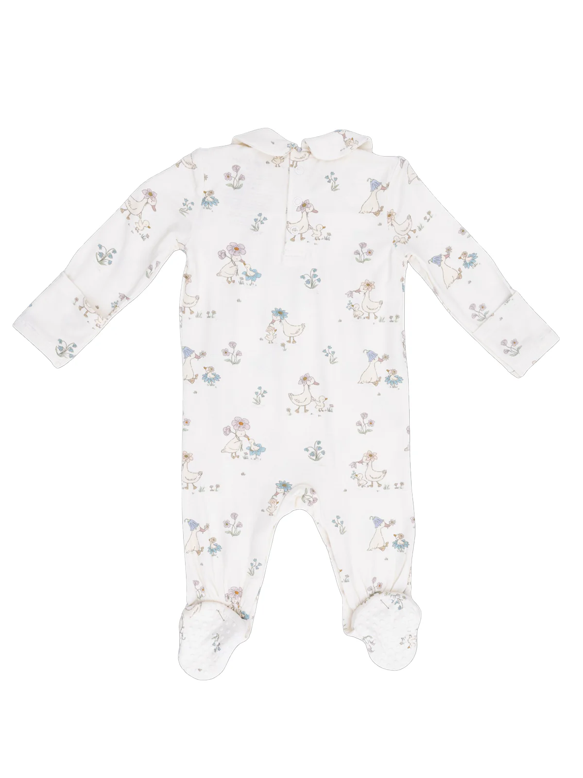 Smocked Peter Pan Footie, Flower Ducklings - Image 2