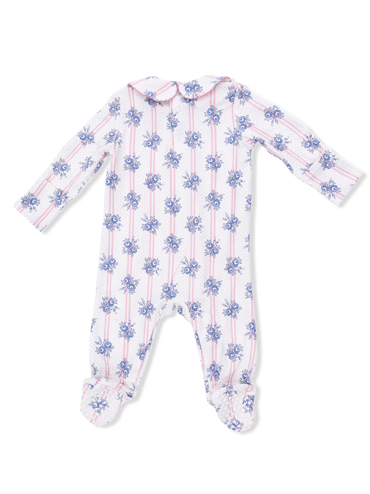 Smocked Peter Pan Footie, Stripe Dot Roses - Image 2
