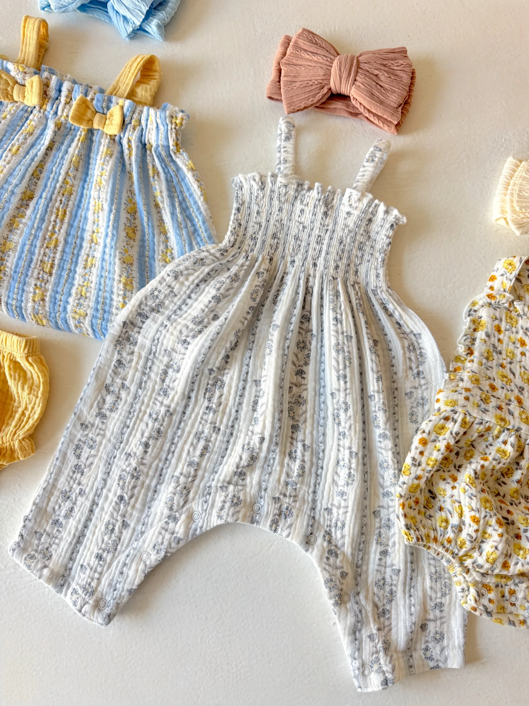 Smocked Romper, Kimberly Floral Stripe - Image 2
