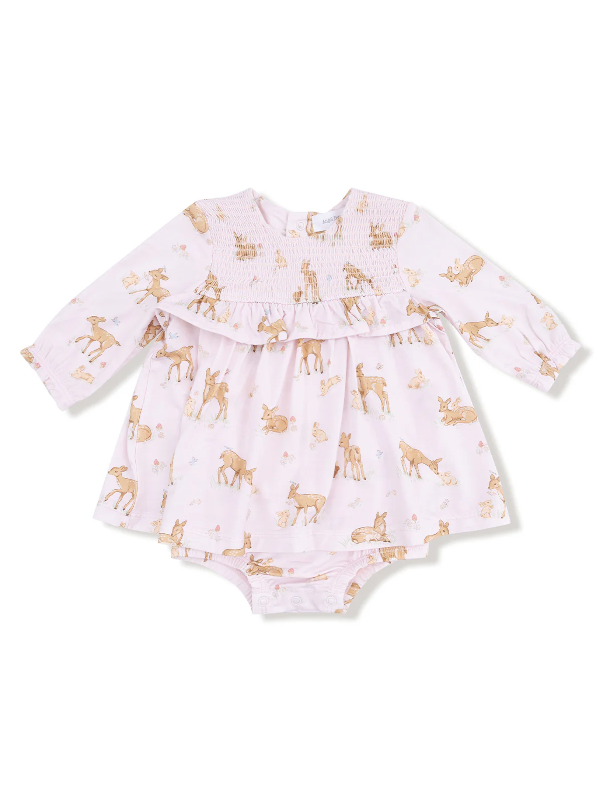 Smocked Ruffle Bubble w/ Skirt, Little Fawn