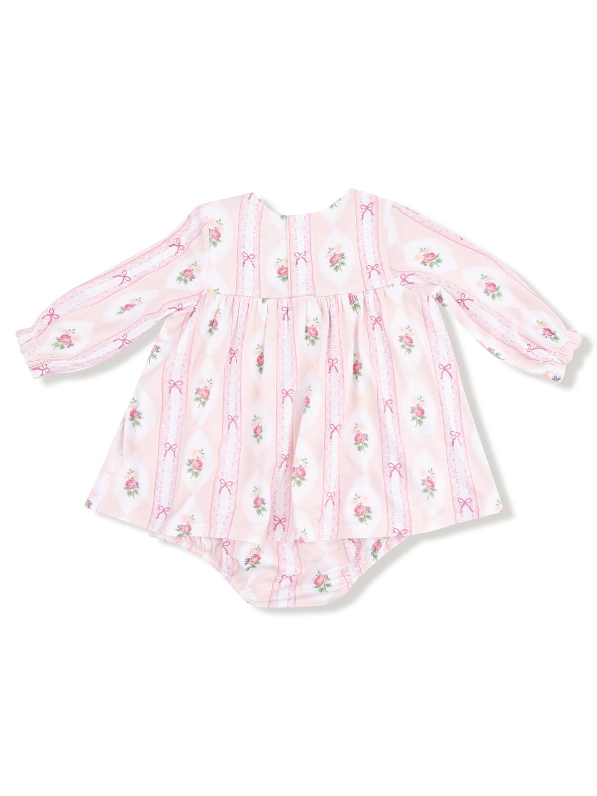 Smocked Ruffle Bubble w/ Skirt, Ogee Lace Floral - Image 2