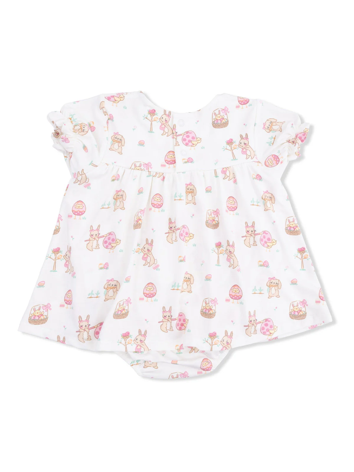 Smocked Ruffle Bubble with Skirt, Easter Egg Hunt Pink - Image 2