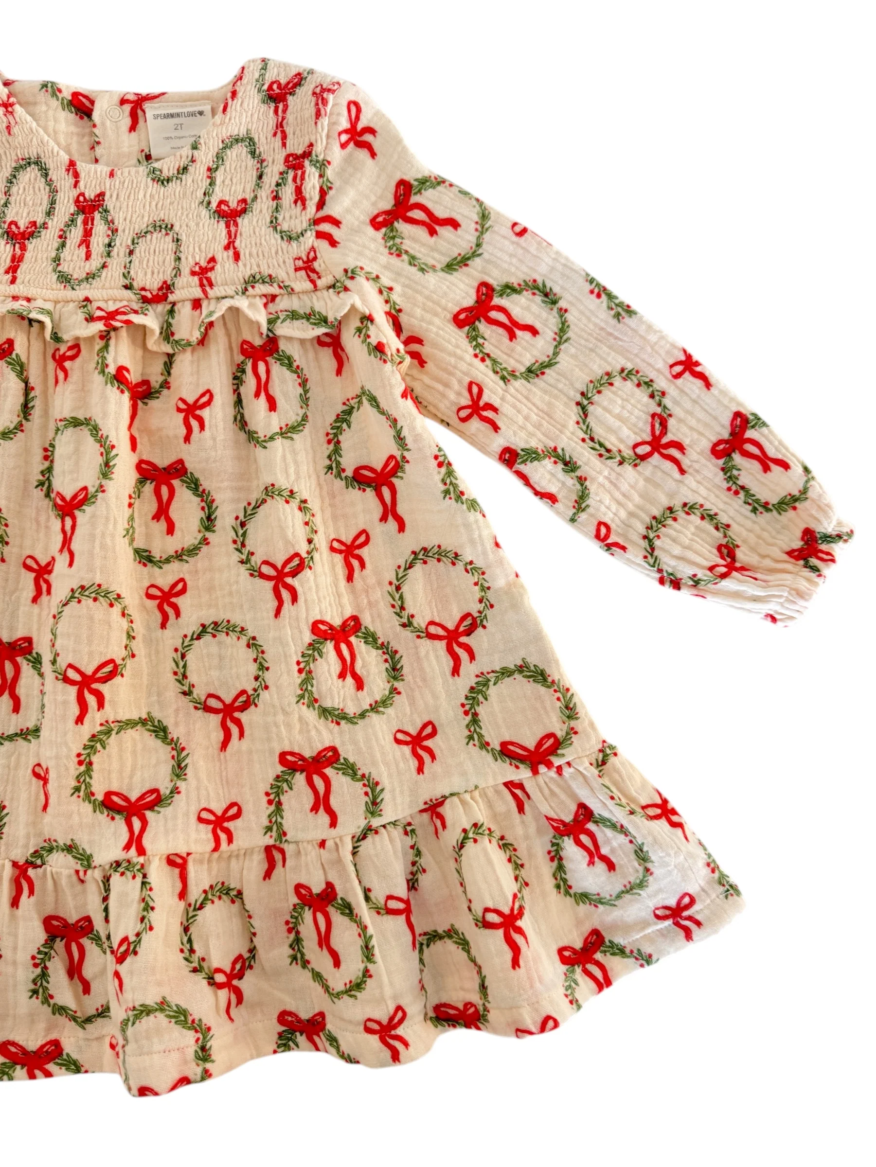 Smocked Ruffle Tiered Dress, Wreath - Image 6