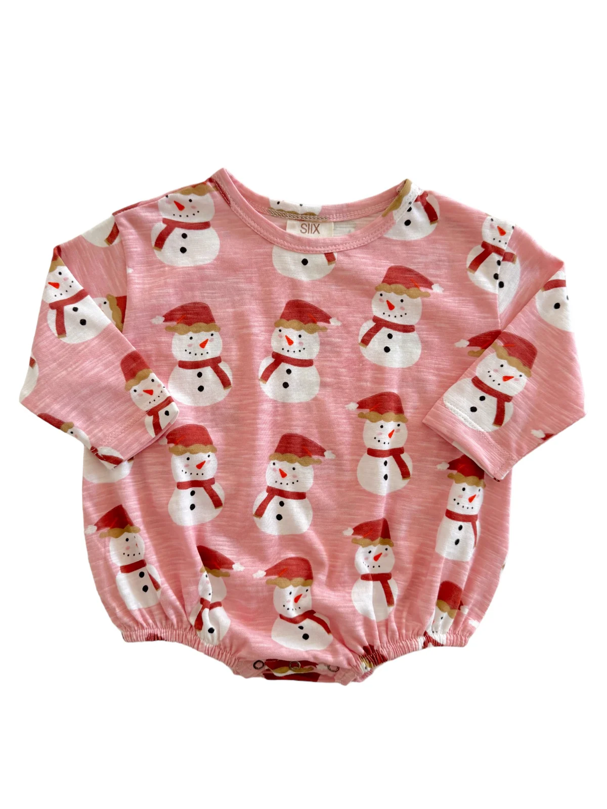 Snowman Pink / Organic Long Sleeve T-Shirt Bubble - Image 2