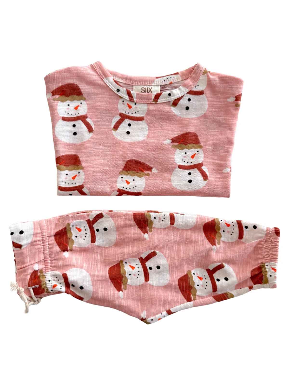 Snowman Pink / Organic Long Sleeve Tee & Pant Set - Image 5