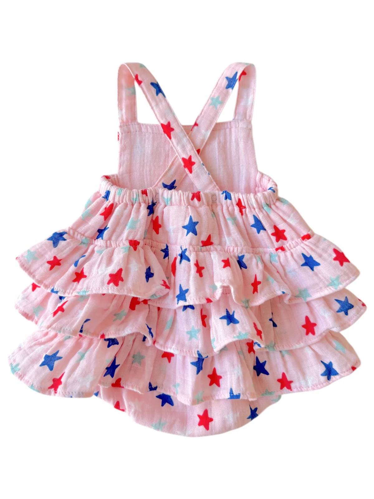 Splendid Stars Pink / Muslin Ruffle Sunsuit - Image 3