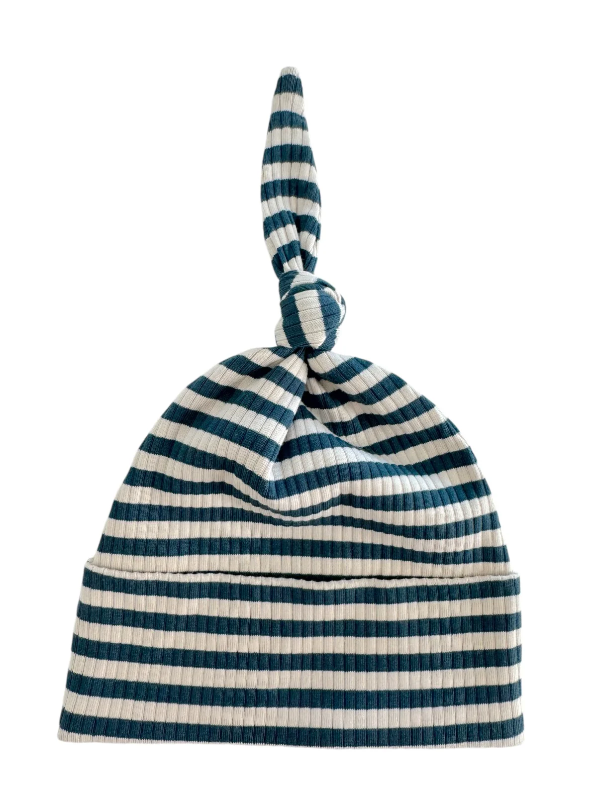 Steel Blue Stripe / Organic Ribbed Beanie - Image 2