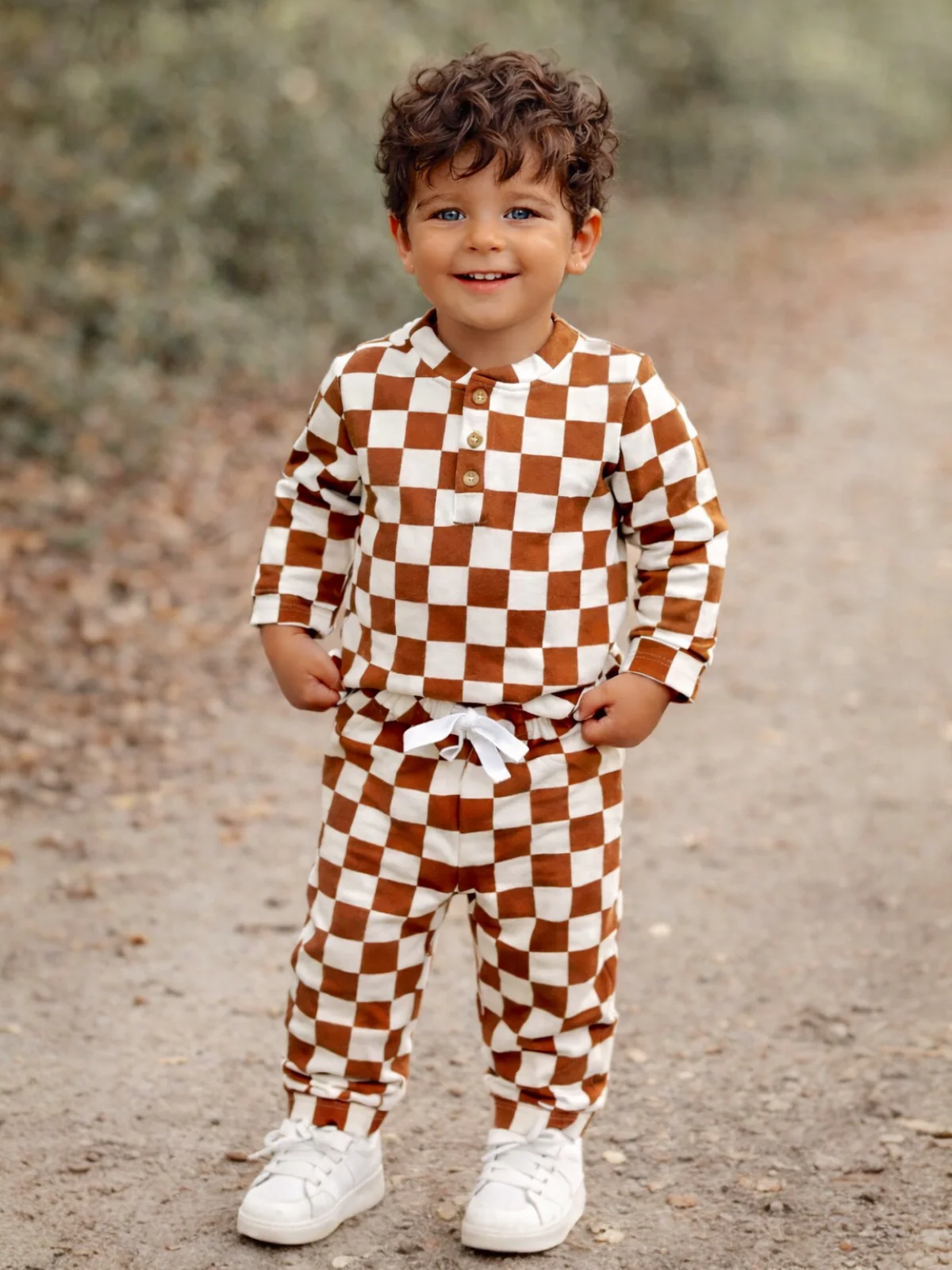 Stracciatella Checkerboard / Organic Wells Top + Pant Set - Image 2