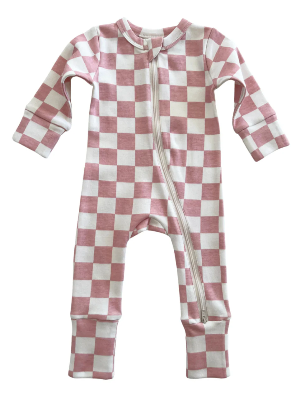 Strawberry Shortcake Checkerboard / Organic 2-Way Zip Romper - Image 2