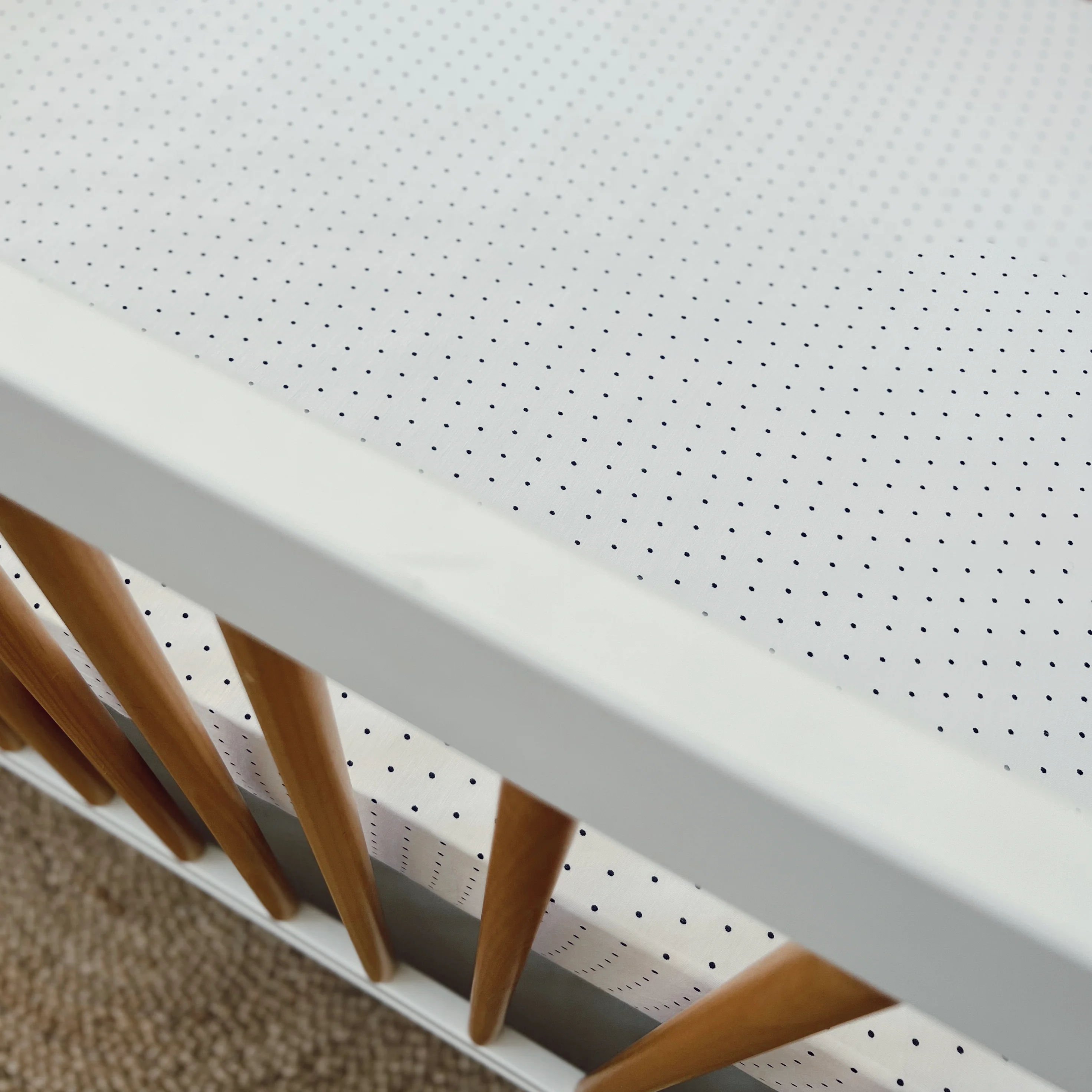 Stretch Crib Sheet, Navy Polka Dot - Image 3