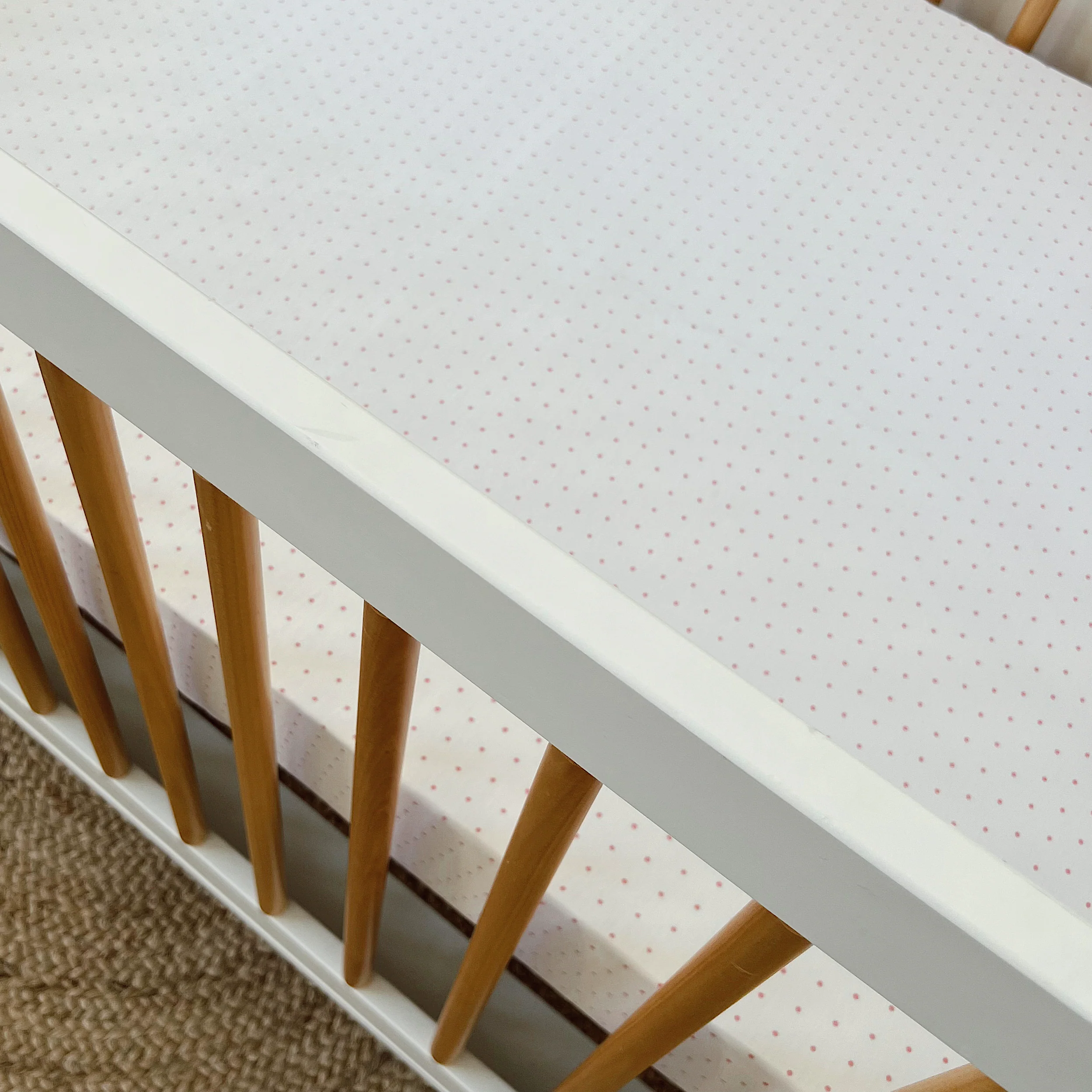Stretch Crib Sheet, Pink Polka Dot - Image 3