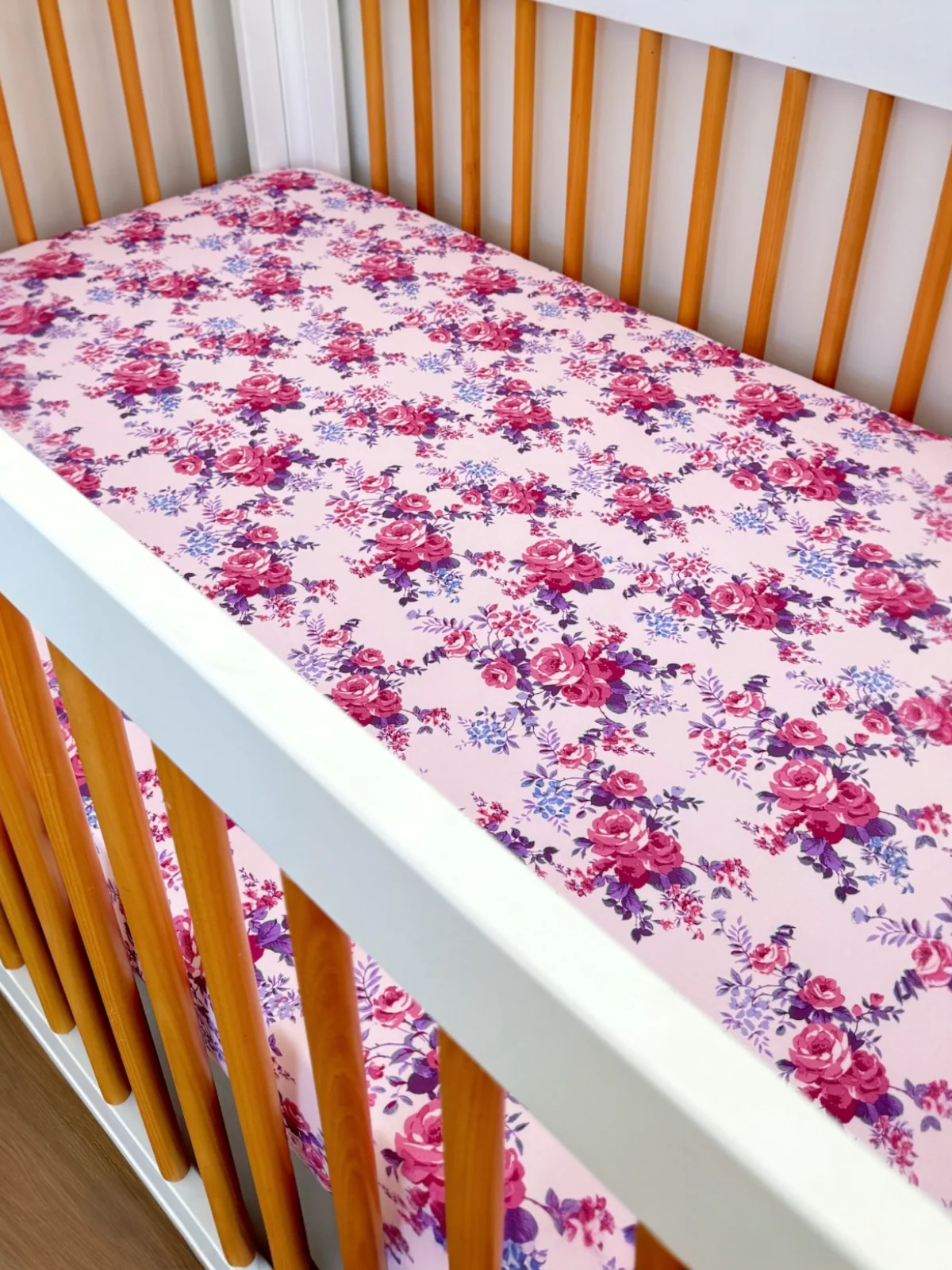 Stretch Crib Sheet, Violet Rose - Image 2