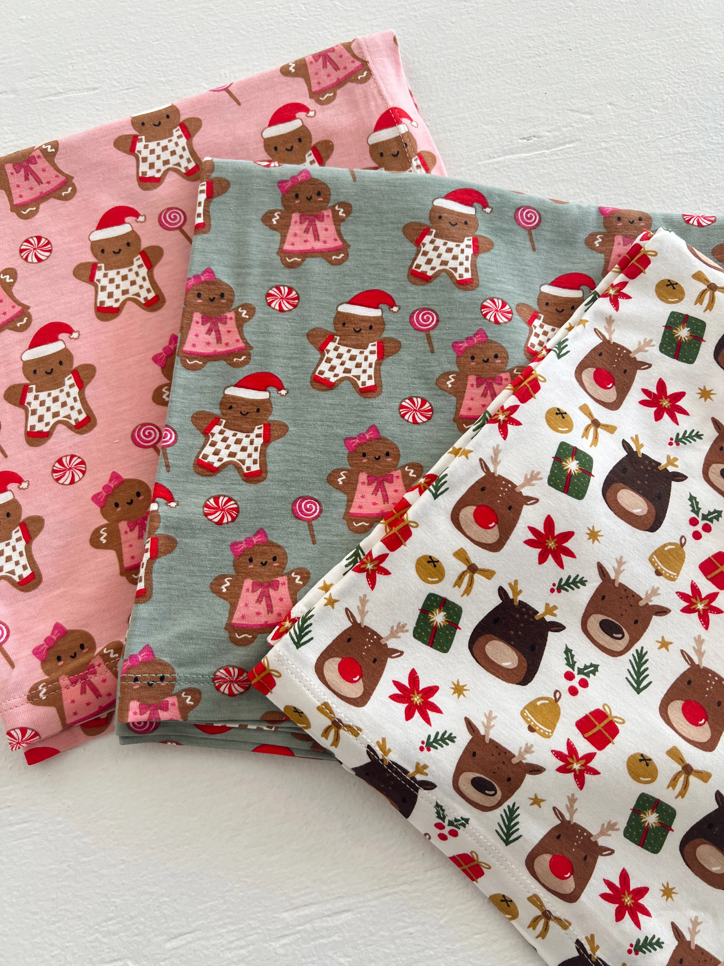 Stretch Swaddle Blanket, Gingerbread Friends Green - Image 2