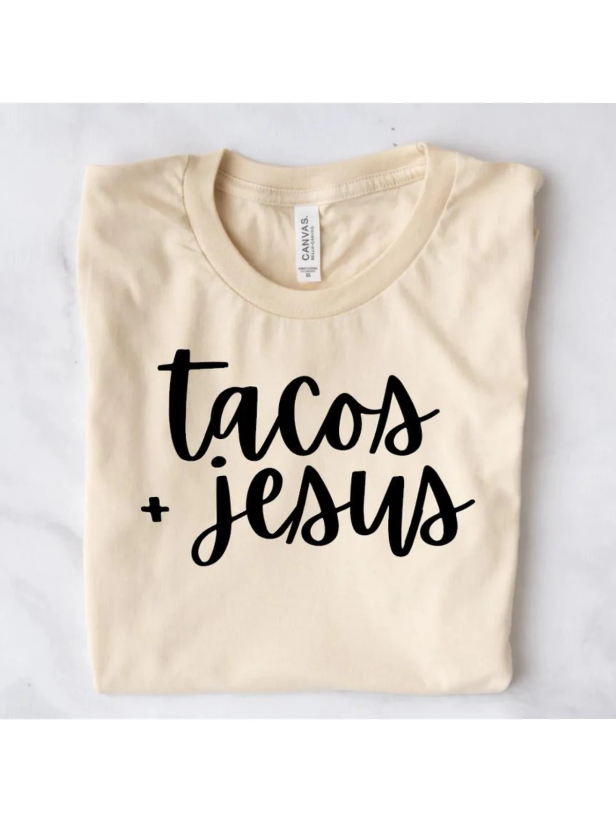 Tacos + Jesus Graphic Tee, Tan